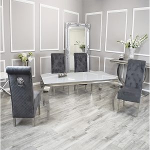 laval-white-glass-dt-4-elmira-dark-grey-chairs