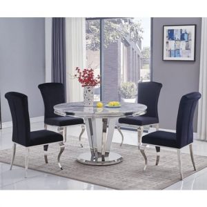 leming-round-grey-marble-dining-table-4-liyam-black-chairs