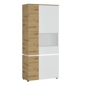 levy-led-tall-right-handed-display-cabinet-oak-white