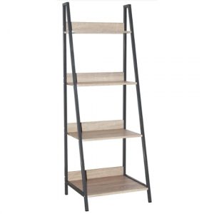 loft-wooden-ladder-bookcase-unit-oak-grey-metal-frame