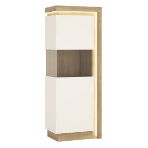 lyco-narrow-gloss-left-handed-display-cabinet-oak-white