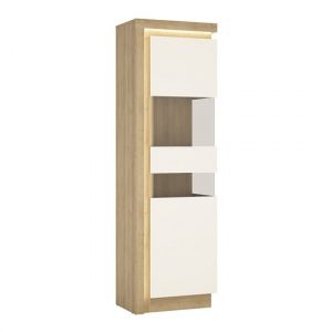 lyco-tall-gloss-right-handed-display-cabinet-oak-white