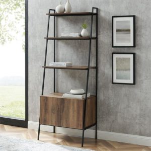 lynn-black-metal-ladder-bookcase-lower-cabinet-barnwood