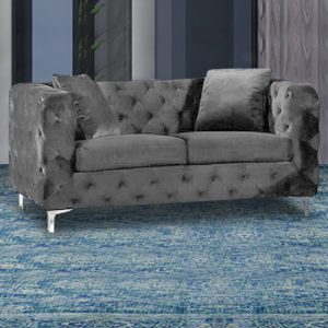 mills-malta-plush-velour-2-seater-sofa-grey