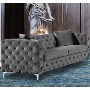 mills-malta-plush-velour-3-seater-sofa-grey
