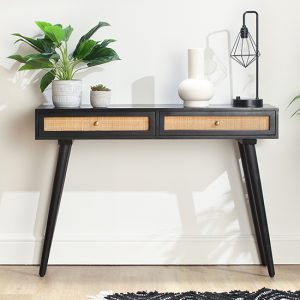 mixco-wooden-console-table-2-drawers-black