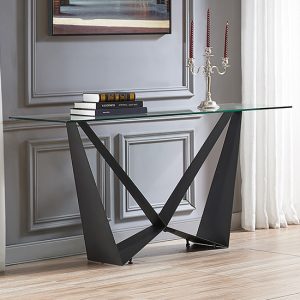 moira-clear-glass-console-table-dark-grey-steel-base