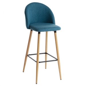 nesat-fabric-bar-stool-blue-solid-wooden-legs