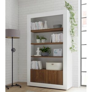 nitro-2-doors-3-shelves-bookcase-white-gloss-dark-walnut