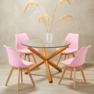 oporto-large-glass-dining-table-4-louvre-pink-chairs