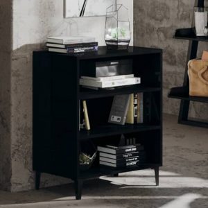 pilvi-high-gloss-bookcase-3-shelves-black