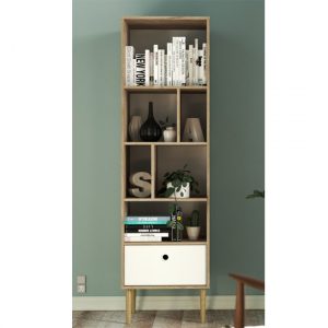 roxo-1-drawer-bookcase-oak-white