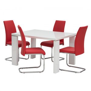 sako-small-glass-white-gloss-dt-4-montila-red-chairs