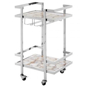 sansuna-white-agate-top-drinks-trolley-silver-frame