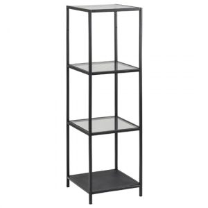 sparks-clear-glass-3-shleves-bookcase-black-frame