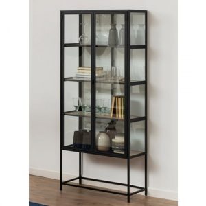sparks-oak-wooden-4-shelves-display-cabinet-black-frame