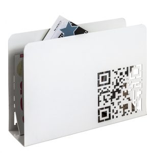starke-metal-abstract-qr-code-punching-newspaper-rack-white