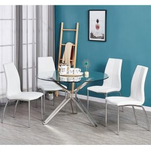 toulouse-clear-glass-dining-table-four-opal-white-chair