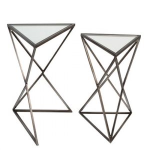 triangle-clear-glass-top-set-of-2-side-tables-metal-frame