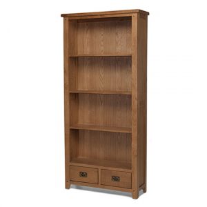 velum-wooden-tall-bookcase-chunky-solid-oak-2-drawers