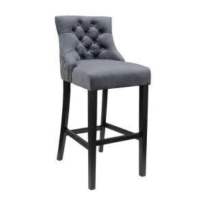 victoria-dark-grey-velvet-bar-stool-black-wooden-frame