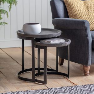 Quebec-Mango-Wood-Nest-of-2-Tables-in-Grey-Image-2