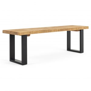 ArmstrongSolidWoodBenchwithSquareBlackMetalLegsSideAngle2