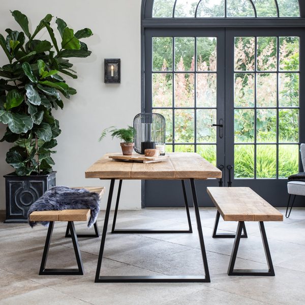 ArmstrongWoodenDiningSetwithTrapeziumLegs