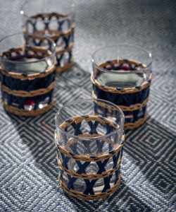 Blue_Rattan_And_Glass_Tumblers