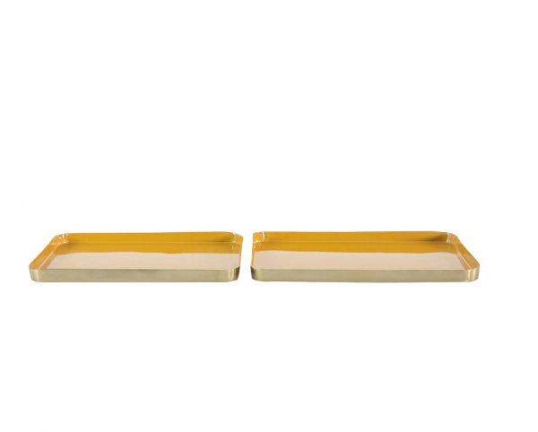 DecorativeYellowandGoldAluminiumTraysSetOf22