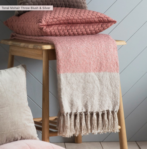 DuskyPinkandSilverMohairThrow