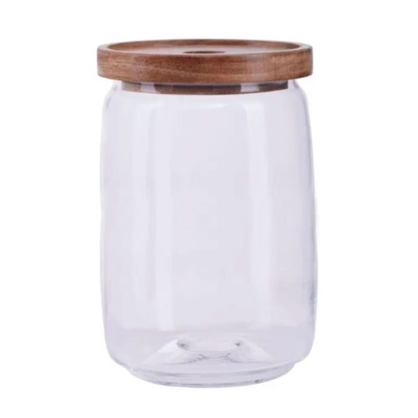 GlassStorageJarWithWoodenLid-1260ml