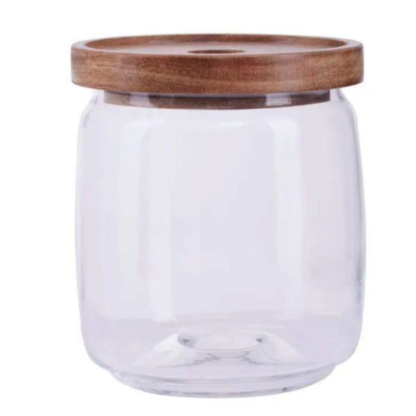 GlassStorageJarWithWoodenLid-860ml