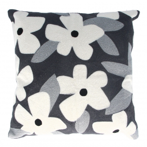 GreyFlowersCushion45cm