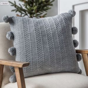 GreyPomPomCushion