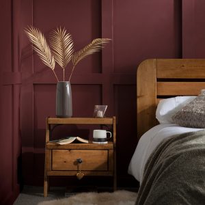 HeatonBedsideTableRedPanellingsquare
