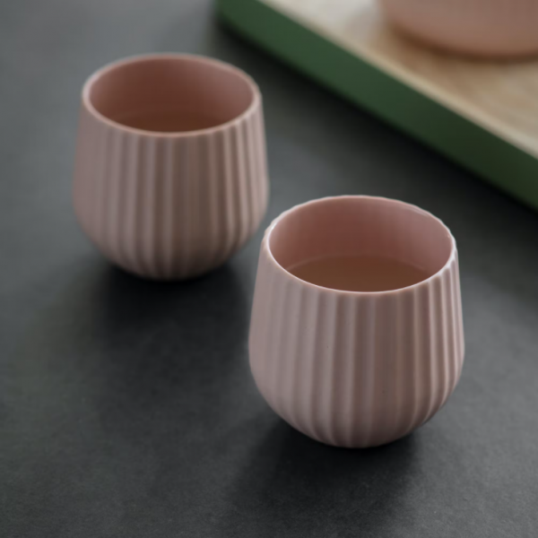 PinkRibbedCeramicTumblers-Setof201