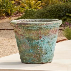 AncientStoneGlazedPlantPotGardenesque.comturqoiseglaze