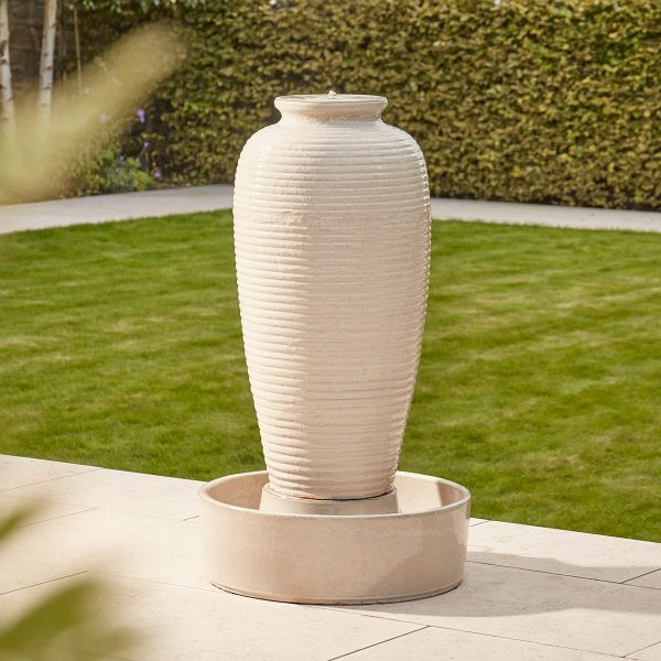 Renee_tall_cream_ripple_urn_glazed_water_feature
