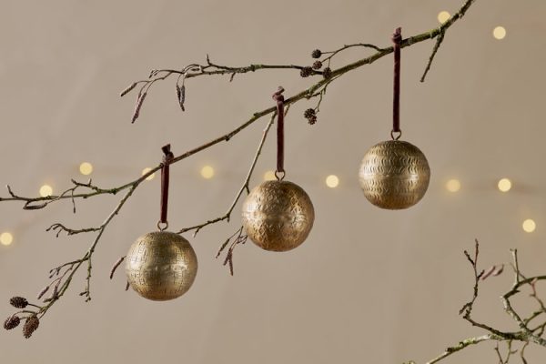 Manya-Metal-Round-Baubles-Brass-Set-of-3-nkuku